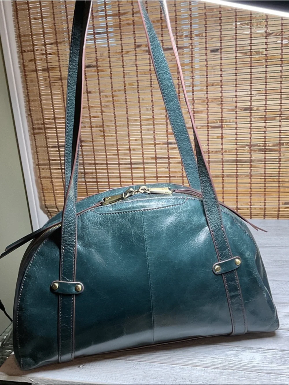 Hobo International Beckon Leather Half Moon Shoulder Bag Green Retro Elegant - Picture 5 of 10